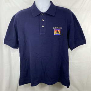 Vintage Le Best Cancun Embroidered Men’s Size Large Navy Blue Short Sleeve Polo